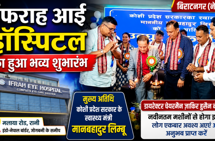 बिराटनगर/ ईफराह आई हॉस्पिटल का हुआ भव्य शुभारंभ : अत्याधुनिक मशीनों से मिलेगी विश्वस्तरीय नेत्र चिकित्सा सुविधा