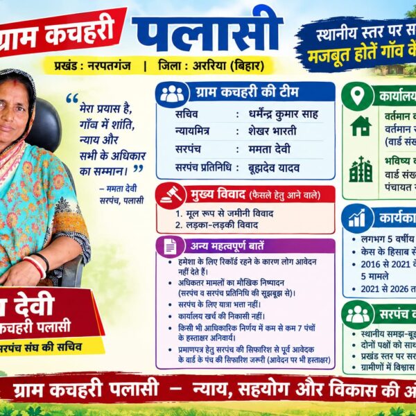 अररिया/ नरपतगंज के पलासी ग्राम कचहरी में मौखिक&hellip;